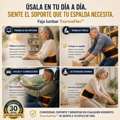 Faja Térmica TourmaFlex™ - Libera tu espalda del dolor con calor terapéutico y soporte firme
